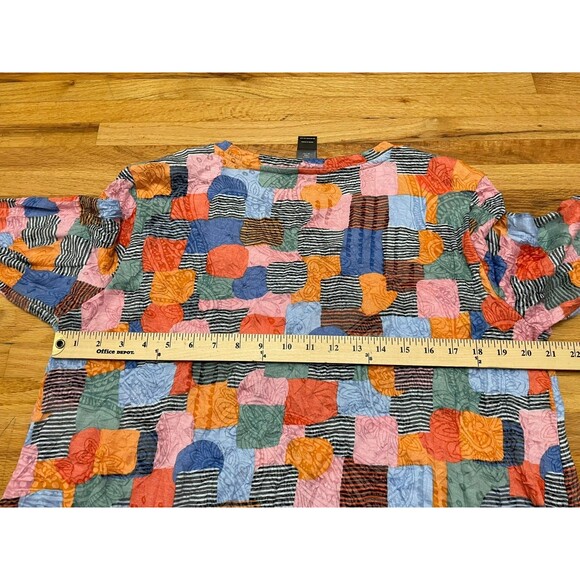 Ali Miles Women's L Orange Blouse Polyester Tunic Patchwork Artsy Boho Travel - Picture 5 of 9